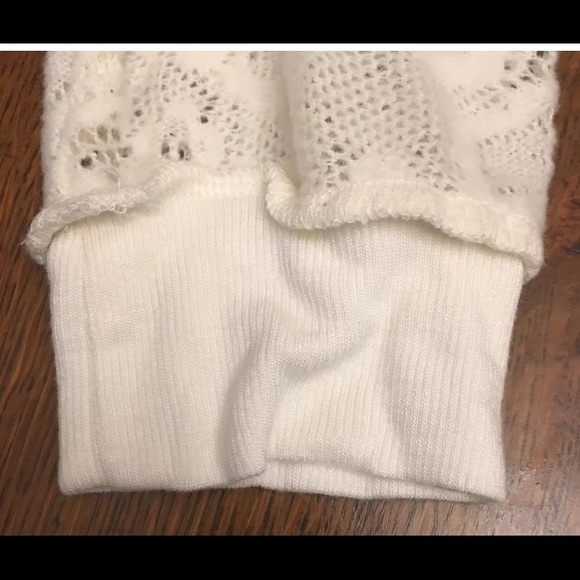 Free People Cream Lace Sweatshirt Boho Festival L - Picture 7 of 8